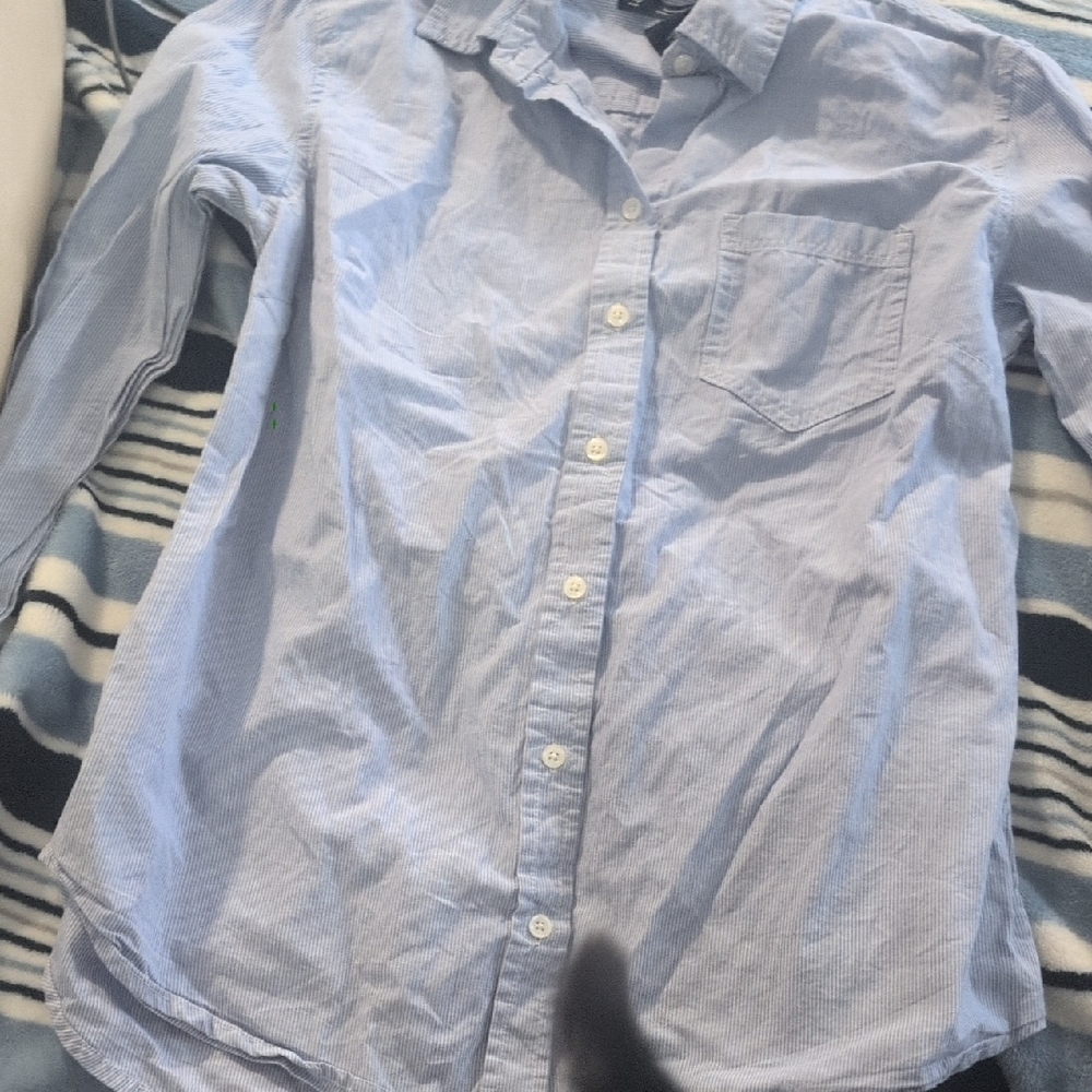 GAP Striped Blue Boyfriend Fit Shirt